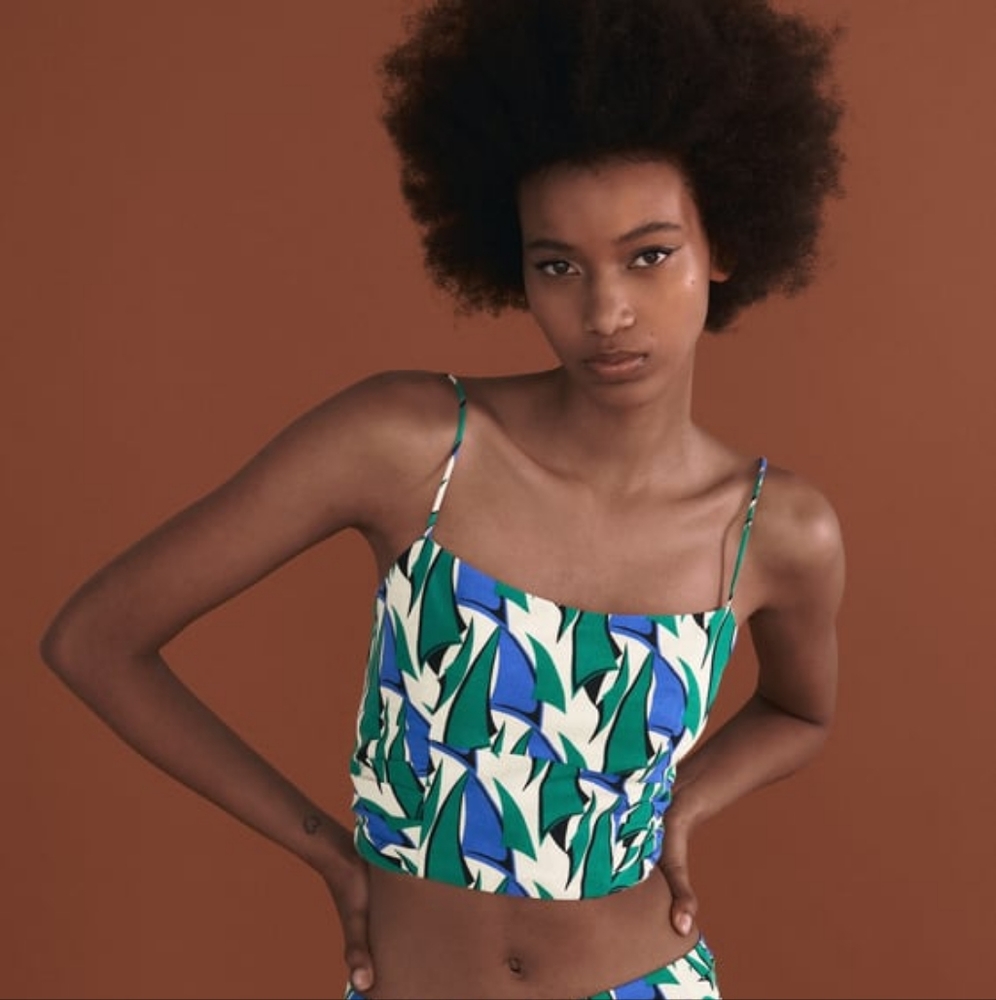 Zara Womens Top Green And Blue M. New